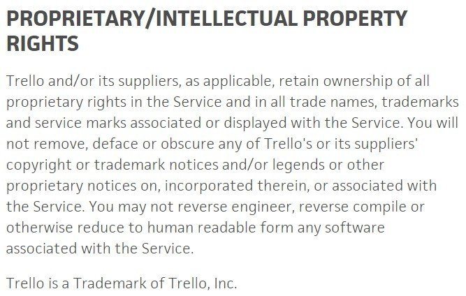 IP clause in Trello legal agreement
