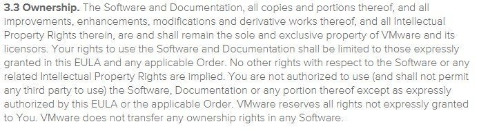 Ownership clause in VMWare EULA
