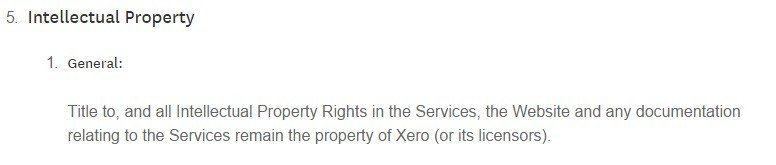 IP clause in Xero legal agreement